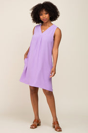 Lavender Sleeveless Pocketed Dress