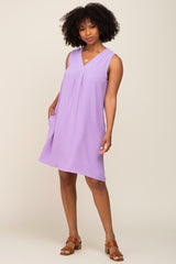 Lavender Sleeveless Pocketed Maternity Dress