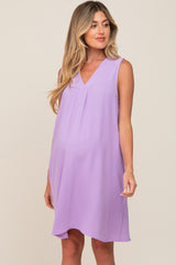 Lavender Sleeveless Pocketed Maternity Dress