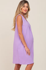 Lavender Sleeveless Pocketed Maternity Dress