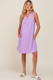 Lavender Sleeveless Pocketed Maternity Dress