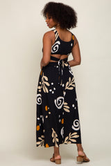 Black Printed Cutout Maxi Dress