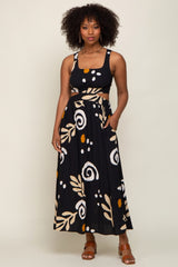 Black Printed Cutout Maxi Dress