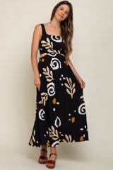 Black Printed Cutout Maternity Maxi Dress