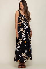 Black Printed Cutout Maternity Maxi Dress