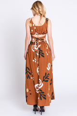 Camel Printed Cutout Maxi Dress