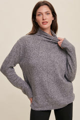 Charcoal Ultra Soft Mock Neck Sweater