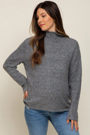 Charcoal Ultra Soft Mock Neck Maternity Sweater