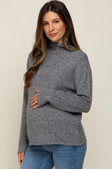 Charcoal Ultra Soft Mock Neck Maternity Sweater