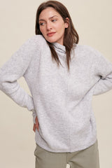 Heather Grey Ultra Soft Mock Neck Maternity Sweater