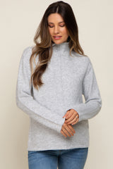 Heather Grey Ultra Soft Mock Neck Maternity Sweater