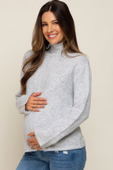 Heather Grey Ultra Soft Mock Neck Maternity Sweater