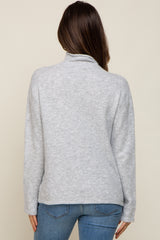 Heather Grey Ultra Soft Mock Neck Maternity Sweater