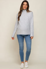 Heather Grey Ultra Soft Mock Neck Maternity Sweater