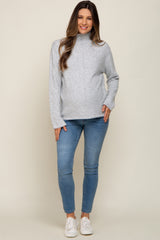 Heather Grey Ultra Soft Mock Neck Maternity Sweater