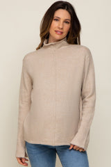 Beige Ultra Soft Mock Neck Maternity Sweater