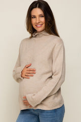 Beige Ultra Soft Mock Neck Maternity Sweater