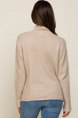 Beige Ultra Soft Mock Neck Maternity Sweater