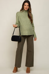 Light Olive Ultra Soft Mock Neck Maternity Sweater