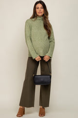 Light Olive Ultra Soft Mock Neck Maternity Sweater