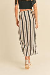 Navy Multi Multi Stripe Pattern Wrap Skirt