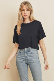 Dark Navy Cropped Boxy Tee