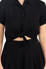 Black Knot Detail Cutout Romper