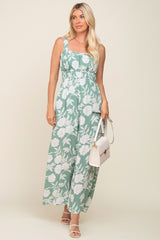 Mint Floral Sweetheart Neck Jumpsuit