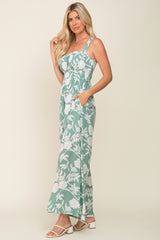 Mint Floral Sweetheart Neck Jumpsuit