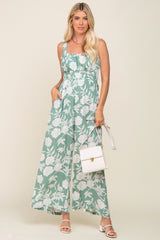 Mint Floral Sweetheart Neck Jumpsuit