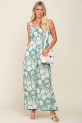 Mint Floral Sweetheart Neck Jumpsuit