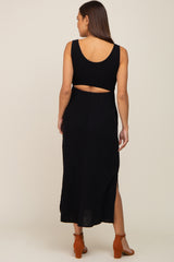 Black Lightweight Sleeveless Open Back Maternity Maxi Dress