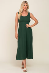 Forest Green Lightweight Sleeveless Open Back Maxi Dress