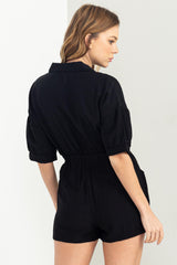 Black Button-Front Romper