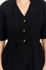 Black Button-Front Romper