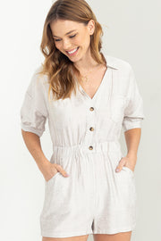 Stone Button-Front Romper