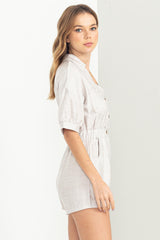 Stone Button-Front Romper