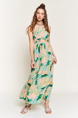 Sage Green Floral Maxi Dress