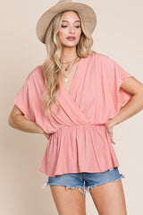 Pink Elastic Waisted Top