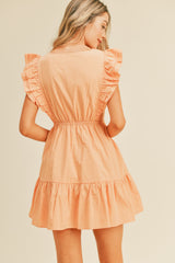 Peach Ruffle Detail Mini Dress