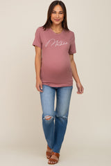 Mauve Mother Graphic Maternity Top