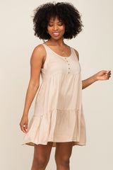 Beige Sleeveless Tiered Dress