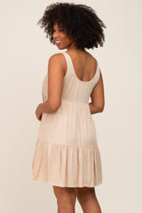 Beige Sleeveless Tiered Dress