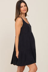 Black Sleeveless Tiered Maternity Dress