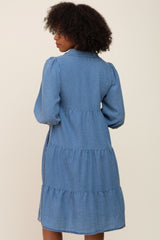 Blue Chambray Button Front Dress