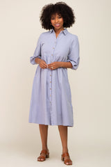 Light Blue Chambray Button Front Dress