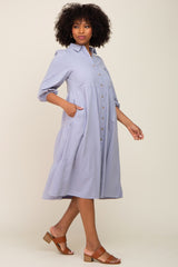 Light Blue Chambray Button Front Dress