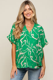 Green Printed V-Neck Maternity Top