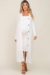 White Ribbed Maternity Dress Set