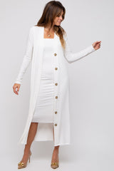 White Ribbed Maternity Dress Set